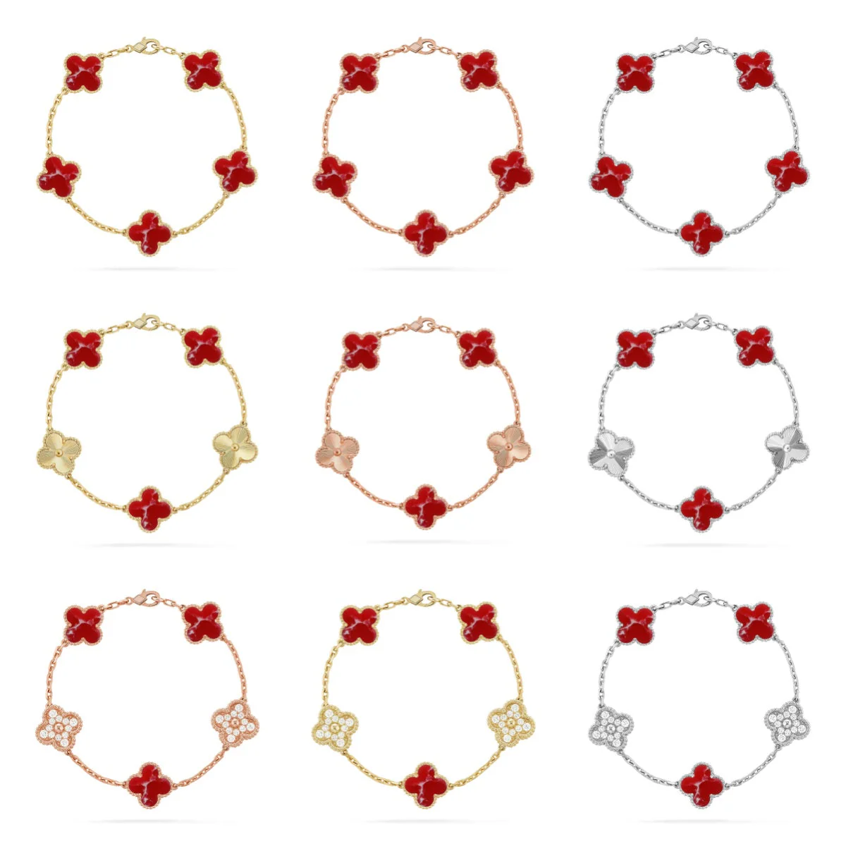 [Renovia Jewelry]CLOVER 5 MOTIF RED PATTERN BRACELET COLLECTION