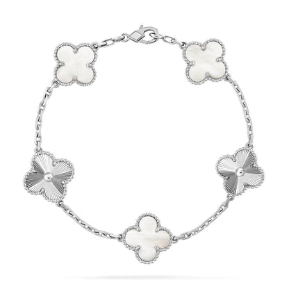 [Renovia Jewelry]CLOVER WHITE PEARL MOP 5 MOTIF BRACELET COLLECTION