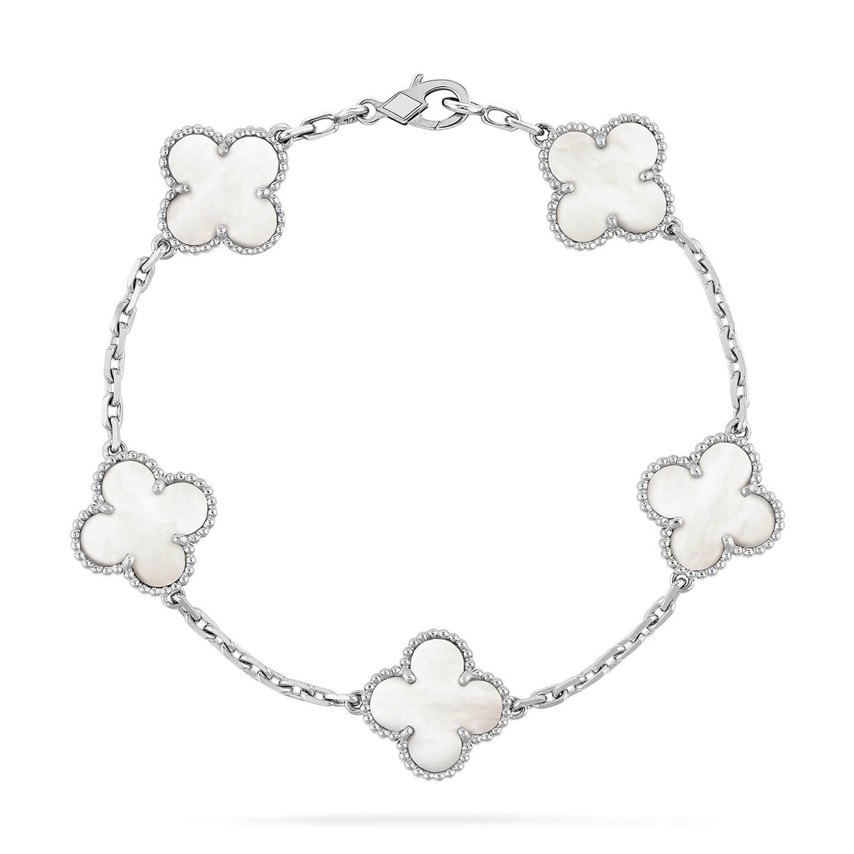 [Renovia Jewelry]CLOVER WHITE PEARL MOP 5 MOTIF BRACELET COLLECTION