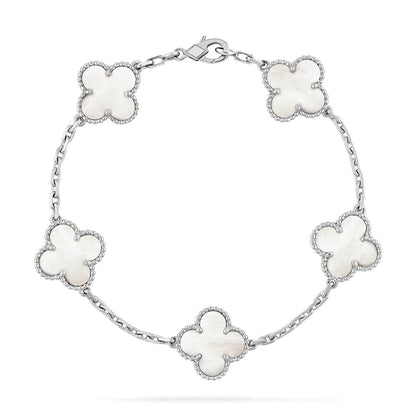 [Renovia Jewelry]CLOVER WHITE PEARL MOP 5 MOTIF BRACELET COLLECTION