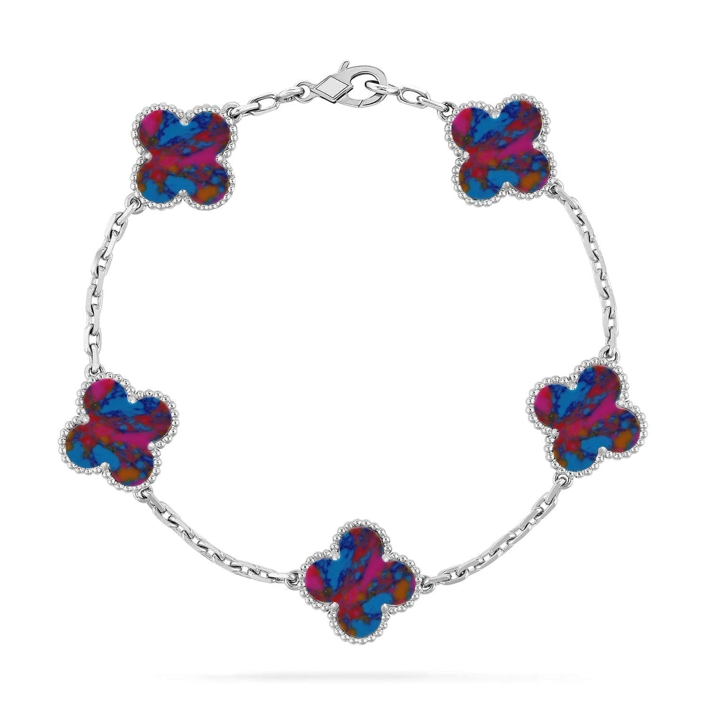 [Renovia Jewelry]CLOVER 5 MOTIF COLOR GEMSTONES BRACELET COLLECTION