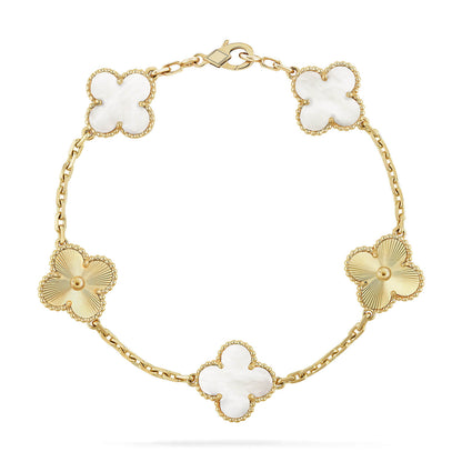 [Renovia Jewelry]CLOVER WHITE PEARL MOP 5 MOTIF BRACELET COLLECTION