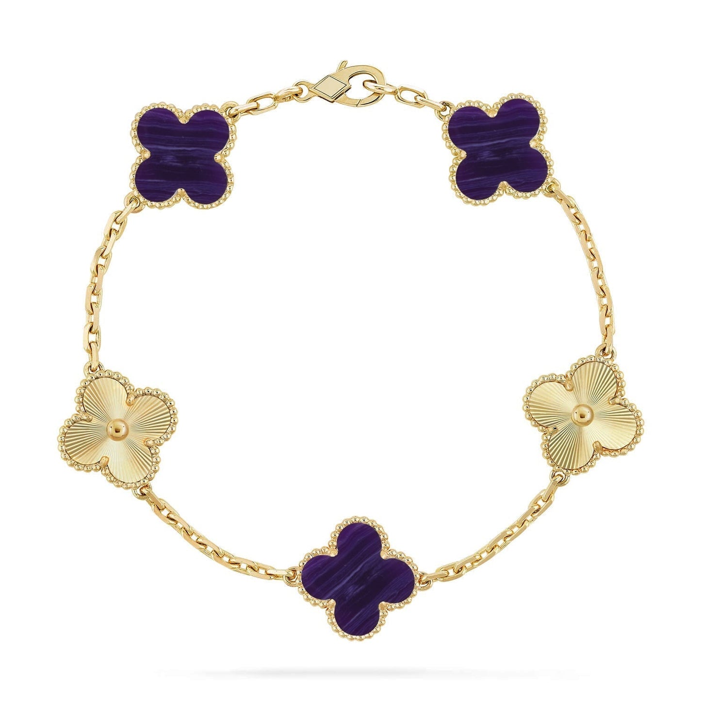 [Renovia Jewelry]CLOVER 5 MOTIF PURPLE STRIPES BRACELET COLLECTION