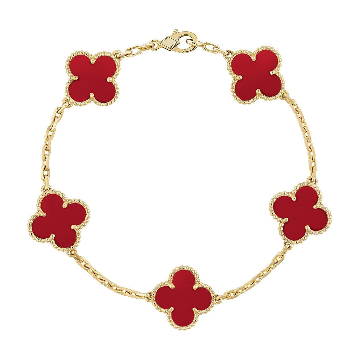 [Renovia Jewelry] CLOVER 5 MOTIF RED CORNELIAN BRACELET COLLECTION