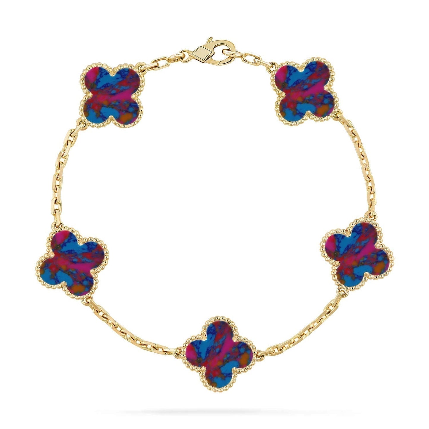 [Renovia Jewelry]CLOVER 5 MOTIF COLOR GEMSTONES BRACELET COLLECTION
