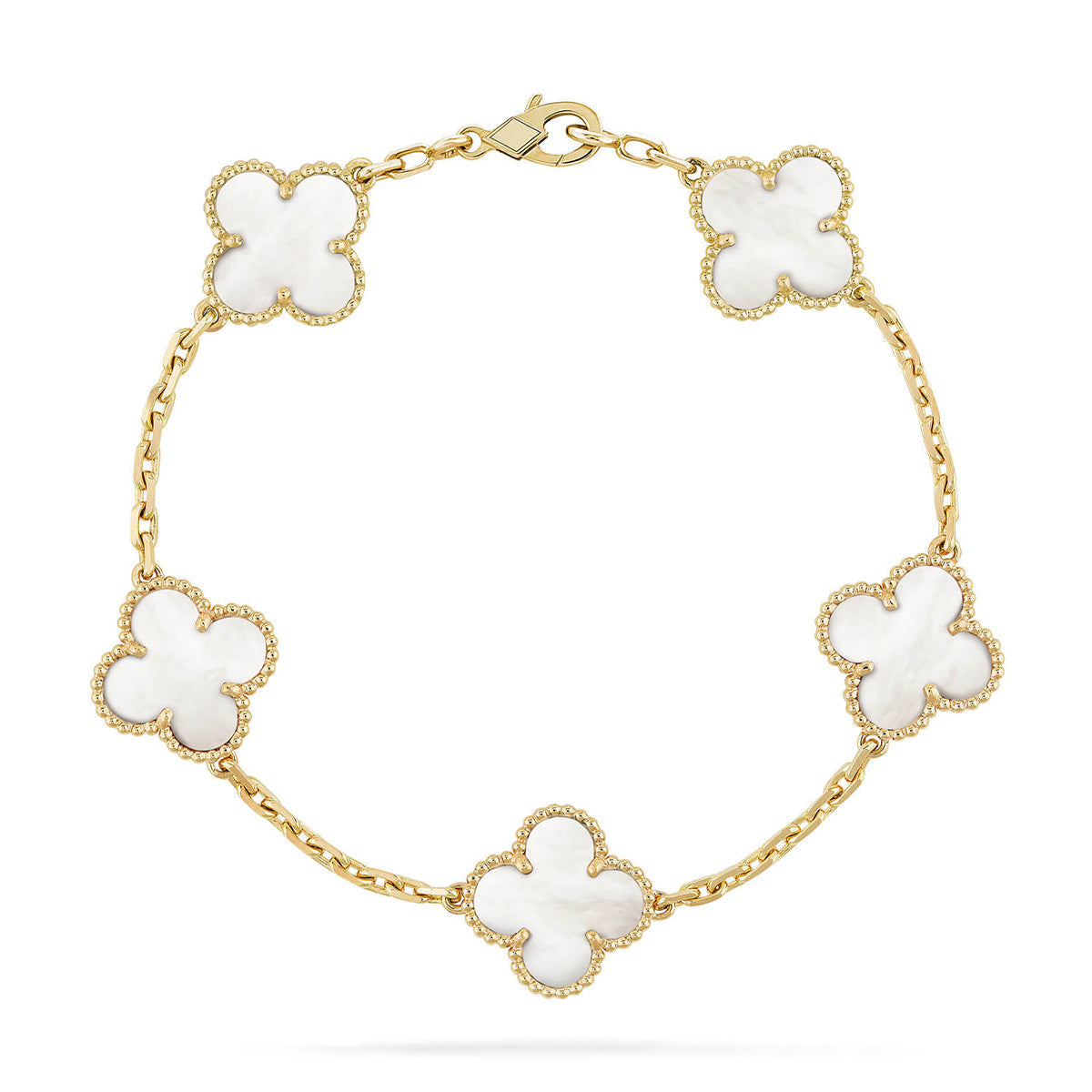 [Renovia Jewelry]CLOVER WHITE PEARL MOP 5 MOTIF BRACELET COLLECTION