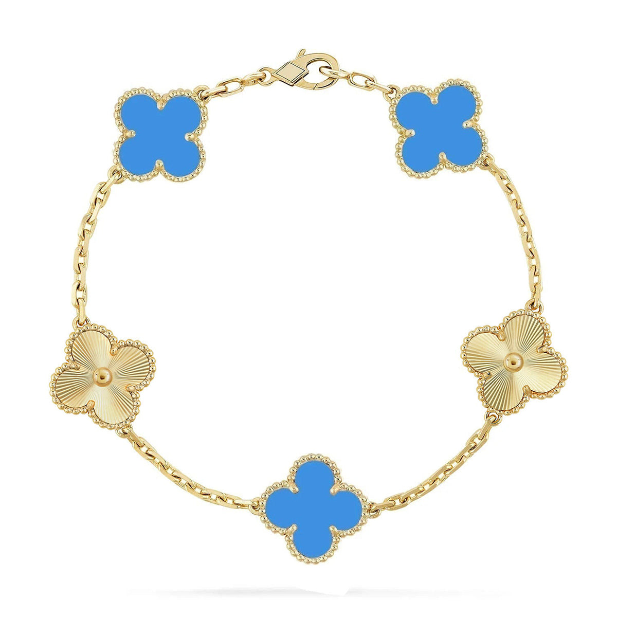 [Renovia Jewelry] CLOVER 5 MOTIF BLUE AGATE BRACELET COLLECTION