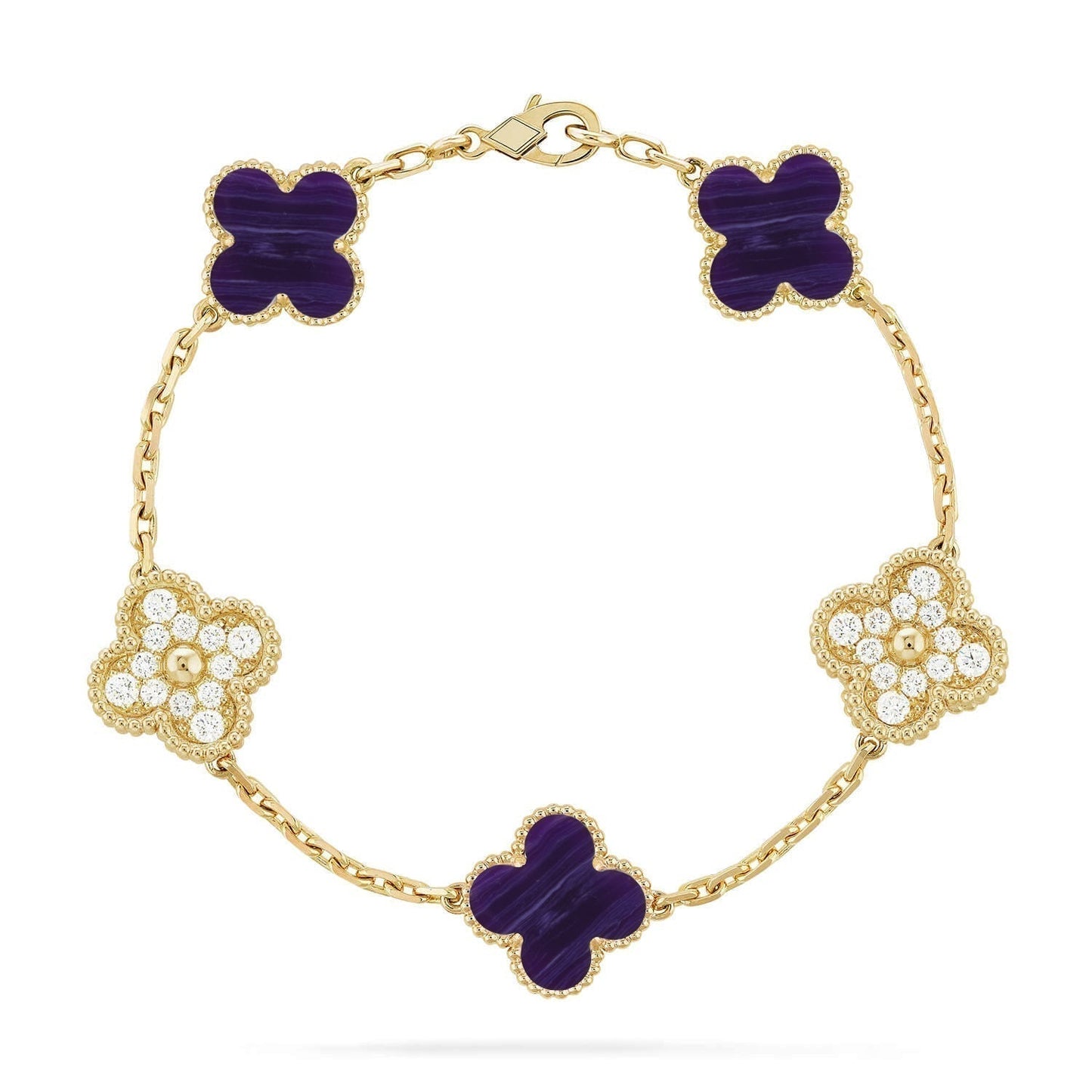 [Renovia Jewelry]CLOVER 5 MOTIF PURPLE STRIPES BRACELET COLLECTION