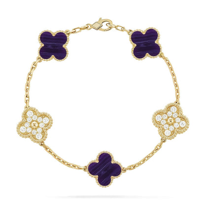 [Renovia Jewelry]CLOVER 5 MOTIF PURPLE STRIPES BRACELET COLLECTION