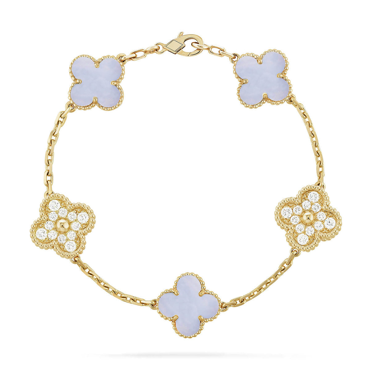 [Renovia Jewelry] CLOVER 5 MOTIF PURPLE CHALCEDONY BRACELET COLLECTION