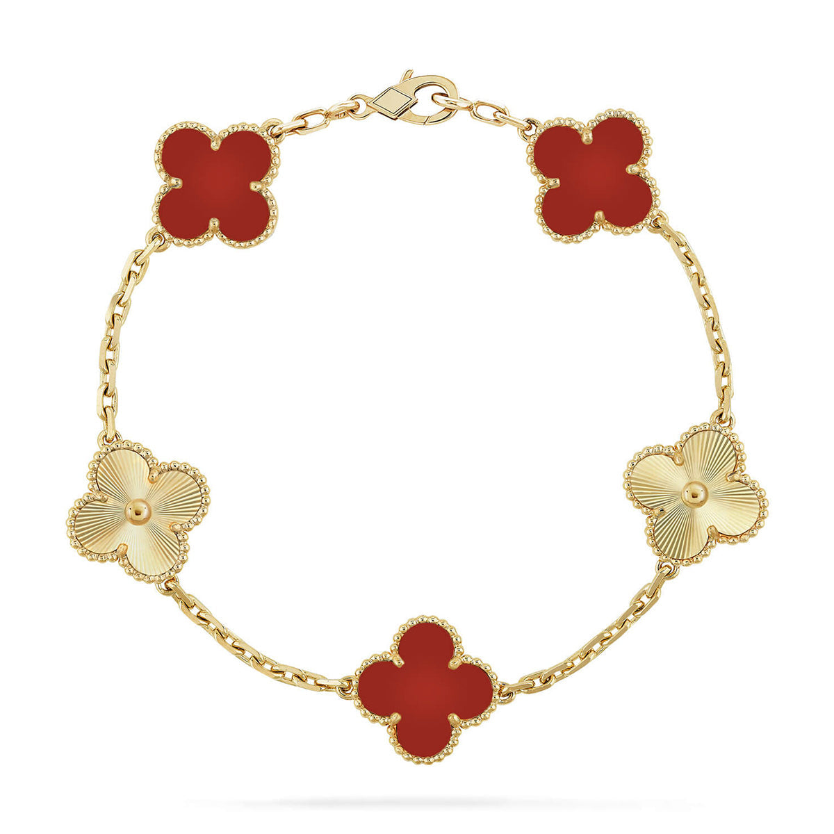 [Renovia Jewelry] CLOVER 5 MOTIF RED CORNELIAN BRACELET COLLECTION