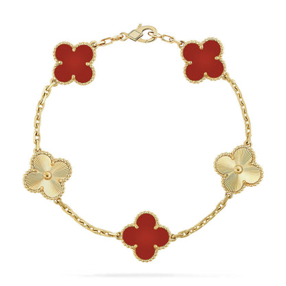 [Renovia Jewelry] CLOVER 5 MOTIF RED CORNELIAN BRACELET COLLECTION
