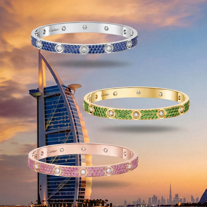 [Renovia Jewelry]2026 PAVE GEMSTONE LOVE BRACELET 6.1MM 10 DIAMONDS