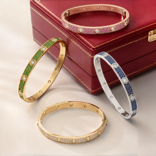 [Renovia Jewelry]2026 PAVE GEMSTONE LOVE BRACELET 6.1MM 10 DIAMONDS