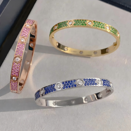 [Renovia Jewelry]2026 PAVE GEMSTONE LOVE BRACELET 6.1MM 10 DIAMONDS
