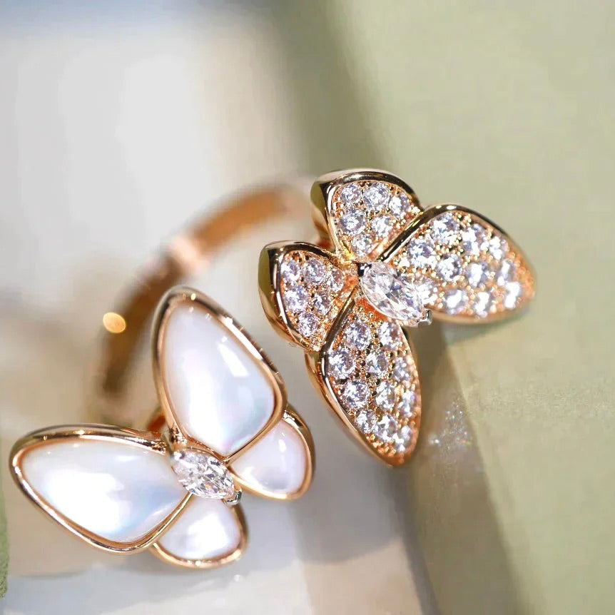 [Renovia Jewelry]TWIN BUTTERFLY DIAMOND MOP RING