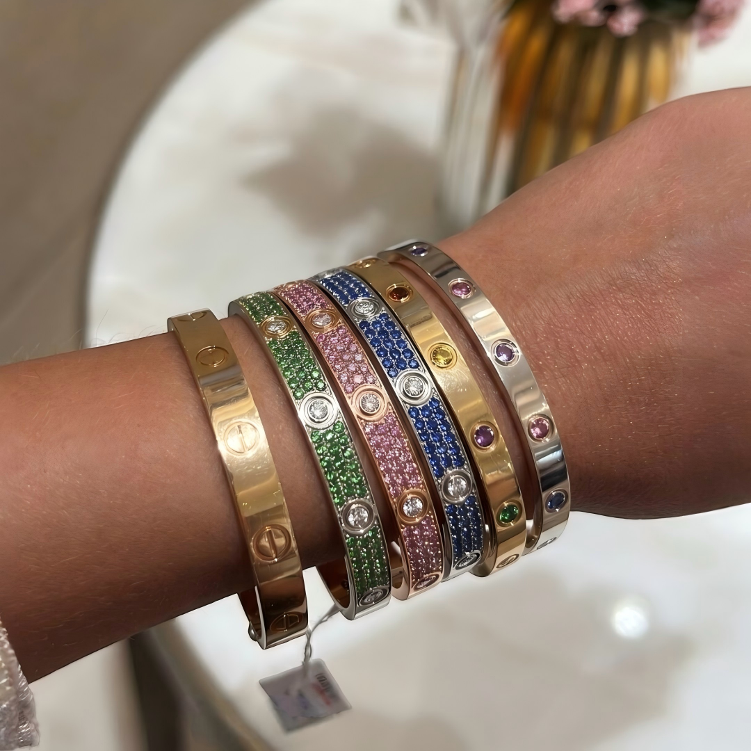 [Renovia Jewelry]2026 PAVE GEMSTONE LOVE BRACELET 6.1MM 10 DIAMONDS
