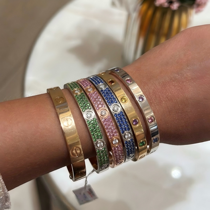 [Renovia Jewelry]2026 PAVE GEMSTONE LOVE BRACELET 6.1MM 10 DIAMONDS