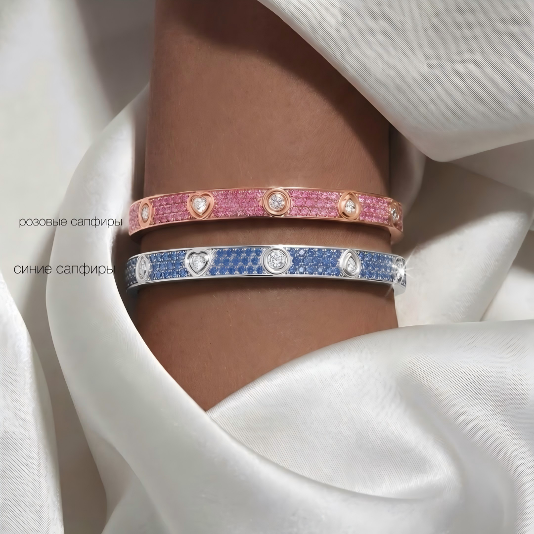 [Renovia Jewelry]2026 PAVE GEMSTONE LOVE BRACELET 6.1MM 10 DIAMONDS