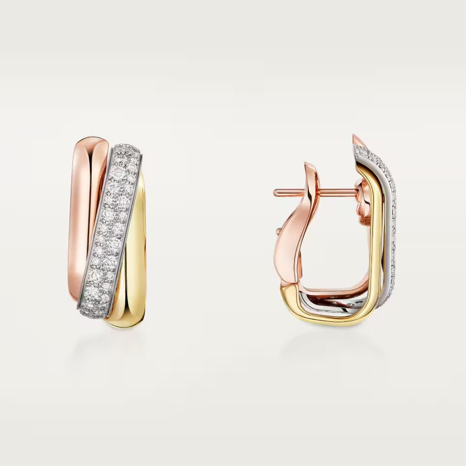 [Renovia Jewelry]TRINITY HALF DIAMOND  CUSHION EARRINGS