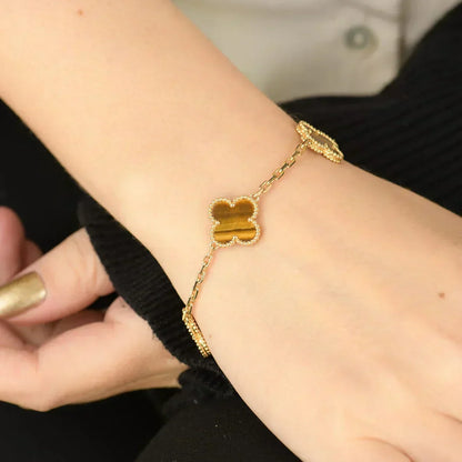 [Renovia Jewelry] CLOVER 5 MOTIFS TIGER EYE BRACELET COLLECTION
