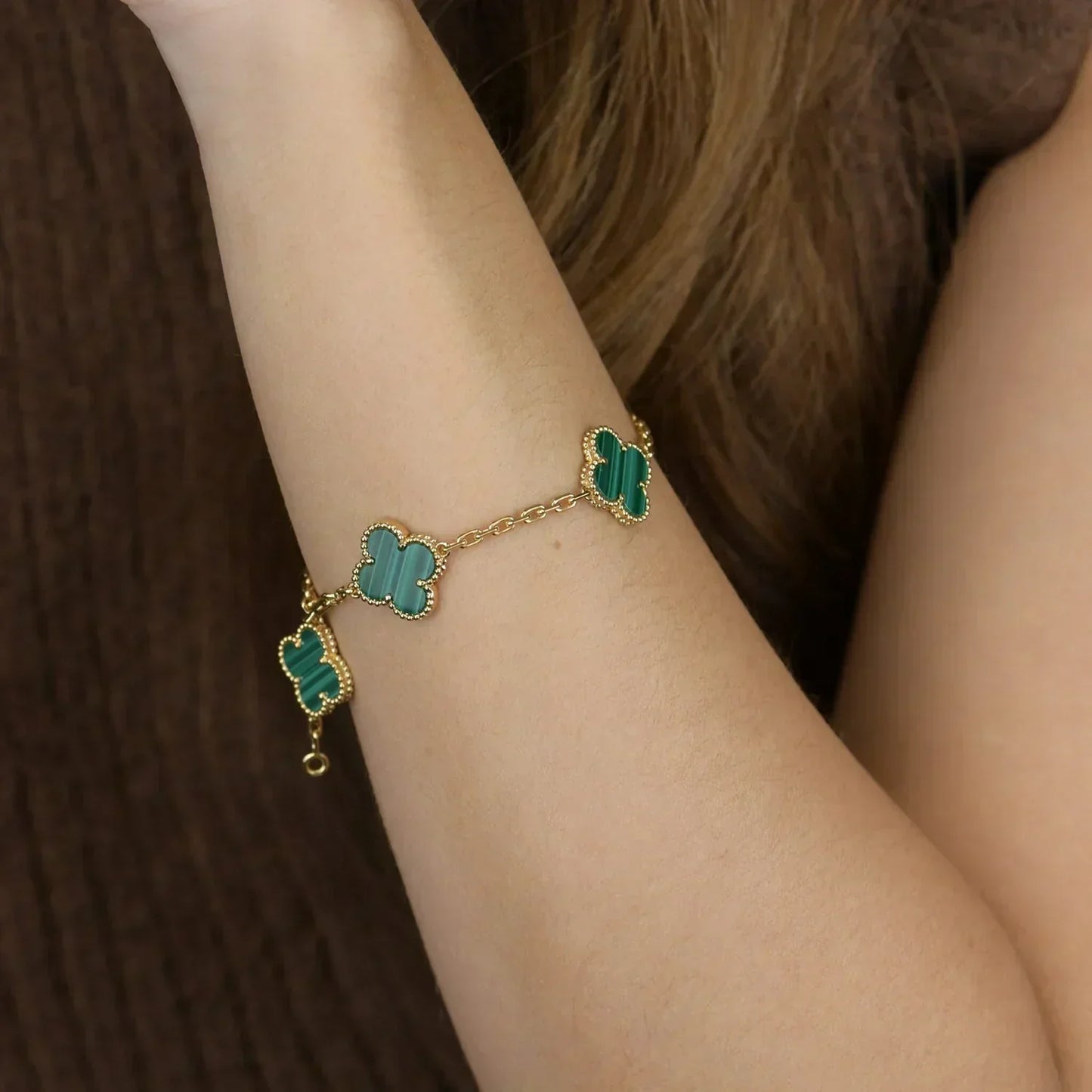 [Renovia Jewelry] CLOVER 5 MOTIF MALACHITE BRACELET COLLECTION