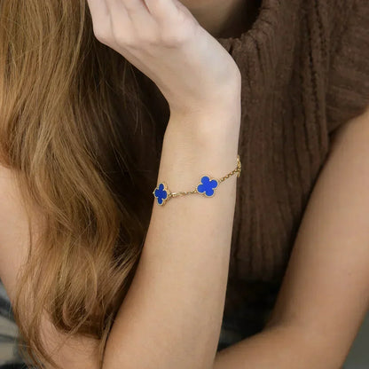 [Renovia Jewelry] CLOVER 5 MOTIF BLUE AGATE BRACELET COLLECTION