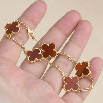[Renovia Jewelry] CLOVER 5 MOTIF RED CORNELIAN BRACELET COLLECTION