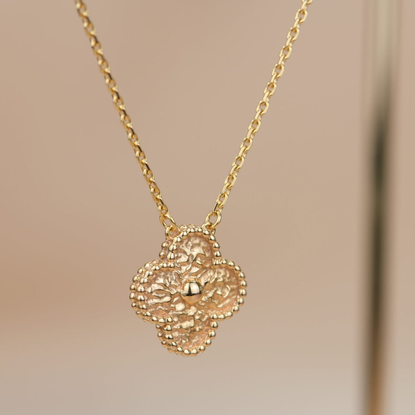 [Renovia Jewelry]CLOVER 15MM  BRONZING NECKLACE