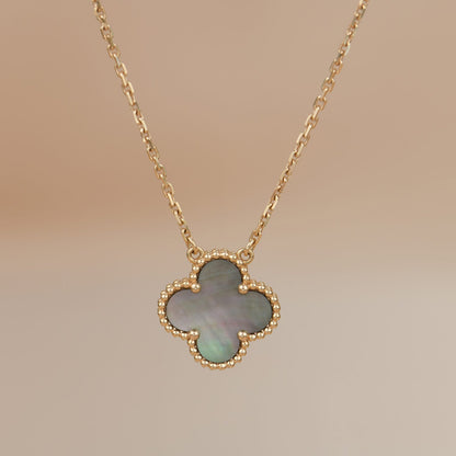 [Renovia Jewelry]CLOVER 15MM  GRAY MOTHER OF PEARL NECKLACE