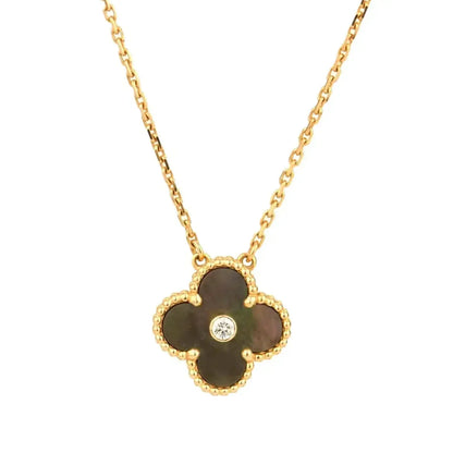 [Renovia Jewelry]CLOVER 15MM DIAMOND AND MOTHER-OF-GREY NECKLACE