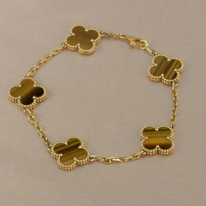 [Renovia Jewelry] CLOVER 5 MOTIFS TIGER EYE BRACELET COLLECTION