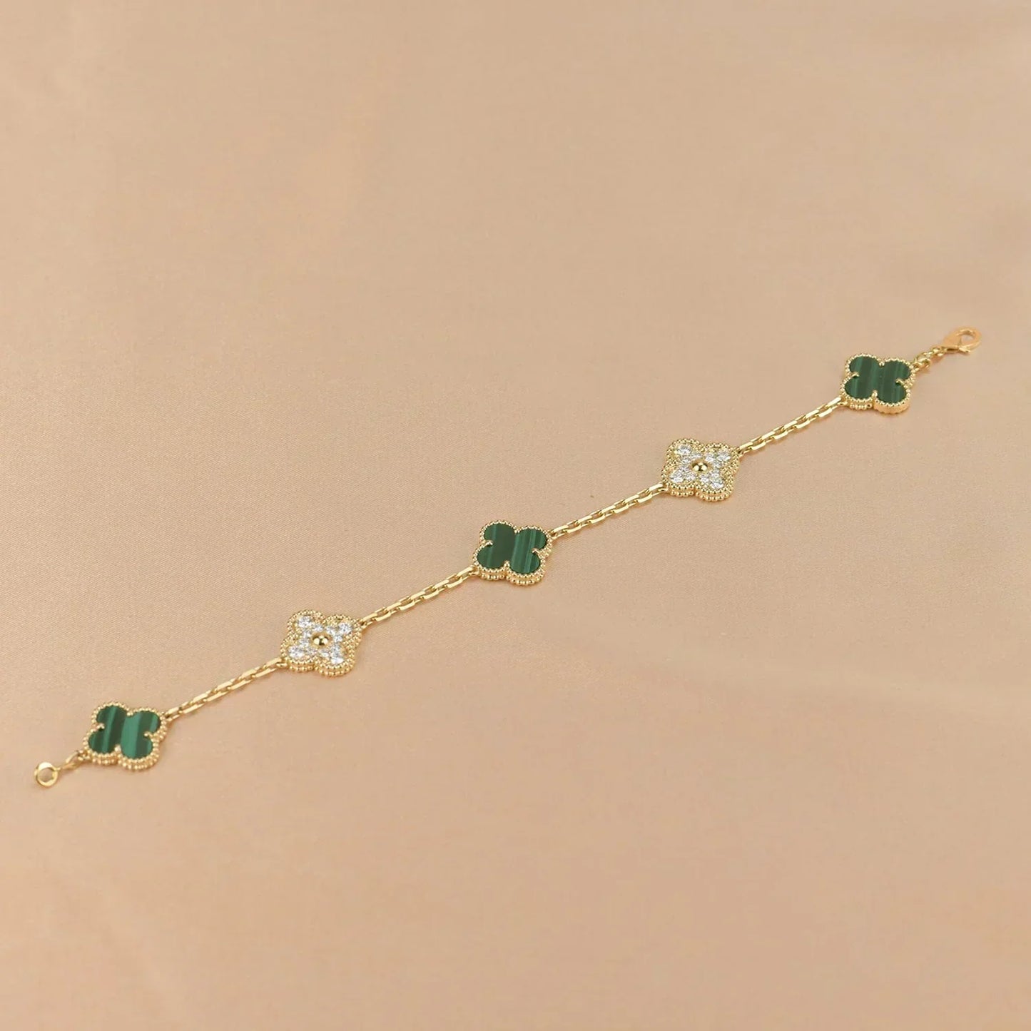 [Renovia Jewelry] CLOVER 5 MOTIF MALACHITE BRACELET COLLECTION
