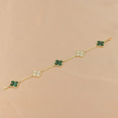 [Renovia Jewelry] CLOVER 5 MOTIF MALACHITE BRACELET COLLECTION