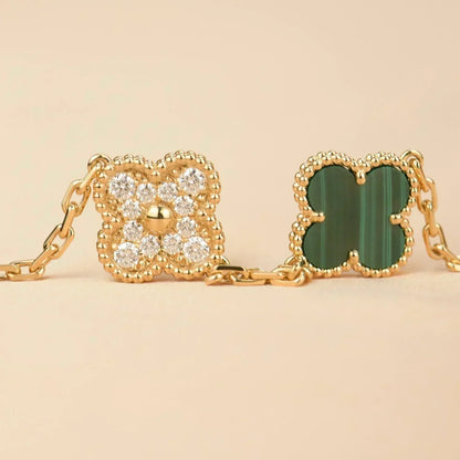 [Renovia Jewelry] CLOVER 5 MOTIF MALACHITE BRACELET COLLECTION