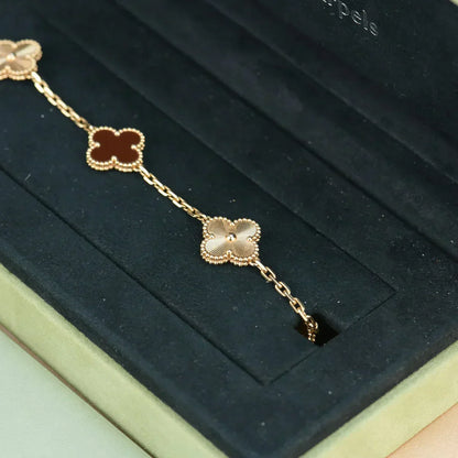 [Renovia Jewelry] CLOVER 5 MOTIF RED CORNELIAN BRACELET COLLECTION