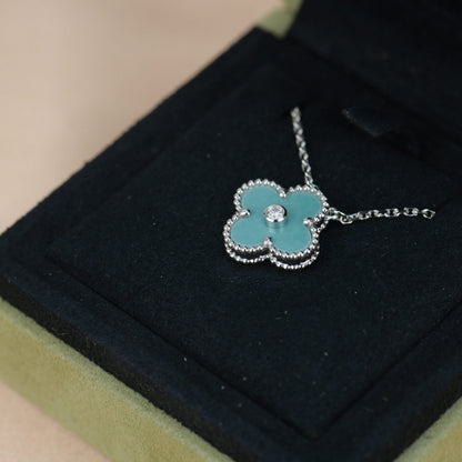 [Renovia Jewelry]CLOVER 15MM DIAMOND SVRES PORCELAIN  NECKLACE SILVER