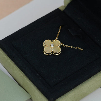 [Renovia Jewelry]CLOVER 15MM DIAMOND GOLD MOTHER OF PEARL NECKLACE