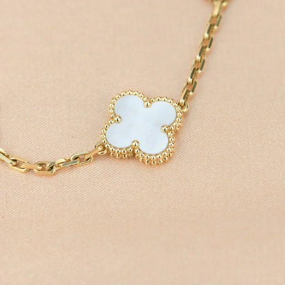 [Renovia Jewelry]CLOVER WHITE PEARL MOP 5 MOTIF BRACELET COLLECTION