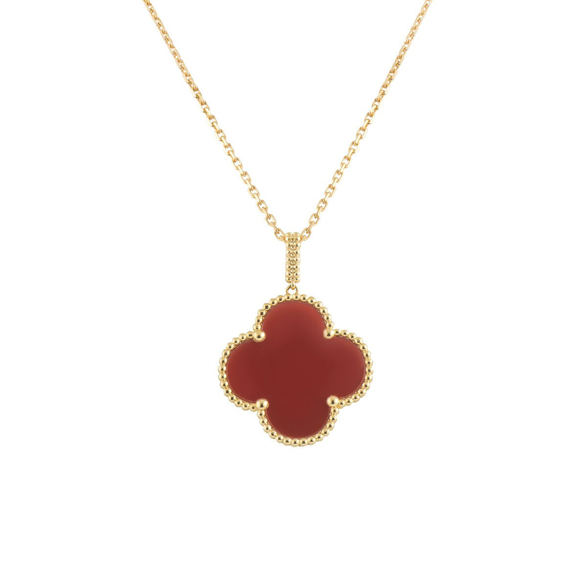 [Renovia Jewelry]CLOVER 25MM NECKLACE GOLD CARNELIAN