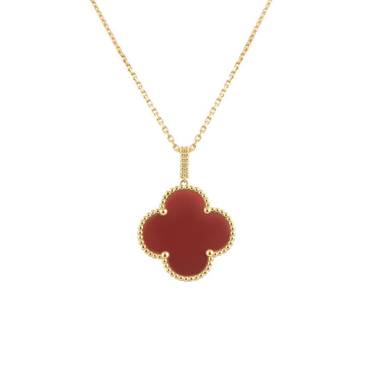 [Renovia Jewelry]CLOVER 25MM NECKLACE GOLD CARNELIAN