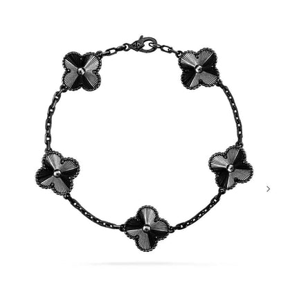 [Renovia Jewelry]CLOVER 5 MOTIF BLACK BRACELET