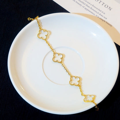[Renovia Jewelry]CLOVER 5 MOTIF ROCK CRYSTAL BRACELET