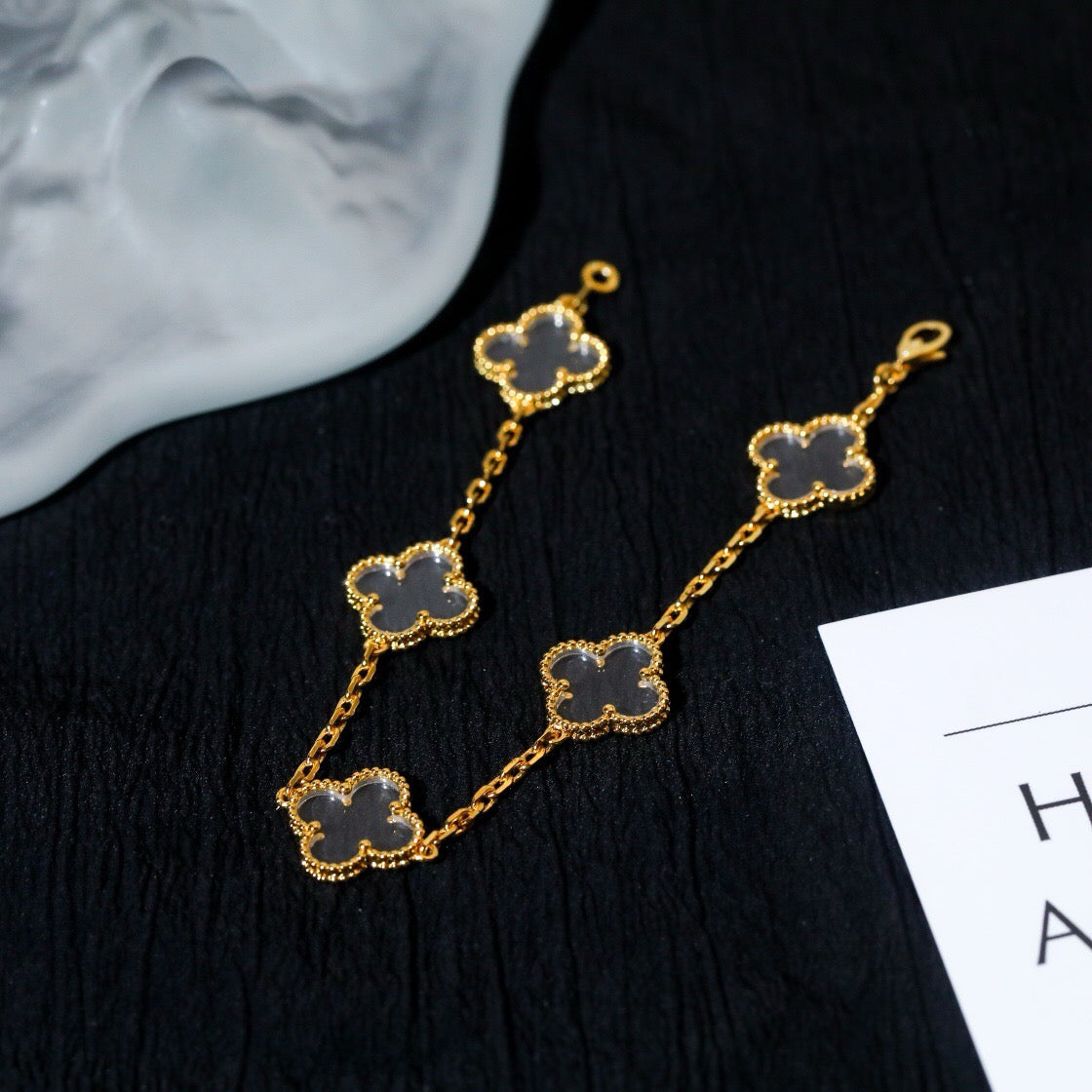 [Renovia Jewelry]CLOVER 5 MOTIF ROCK CRYSTAL BRACELET