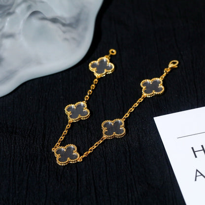 [Renovia Jewelry]CLOVER 5 MOTIF ROCK CRYSTAL BRACELET