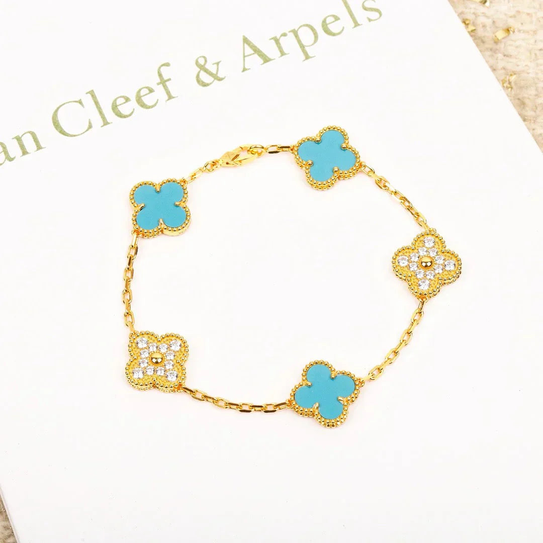 [Renovia Jewelry] CLOVER 5 MOTIF TURQUOISE BRACELET COLLECTION
