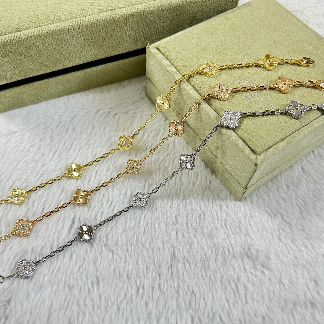 [Renovia Jewelry]CLOVER 6 MOTIF DIAMOND LASER BRACELET