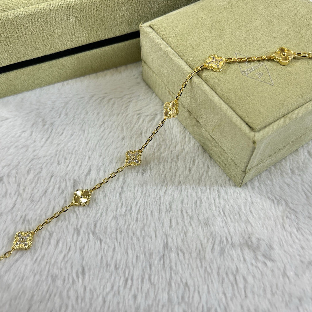 [Renovia Jewelry]CLOVER 6 MOTIF DIAMOND LASER BRACELET