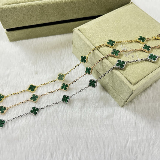 [Renovia Jewelry]CLOVER 6 MOTIF MALACHITE BRACELET
