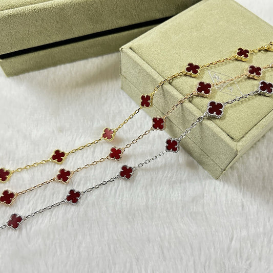 [Renovia Jewelry]CLOVER 6 MOTIF RED AGATE BRACELET